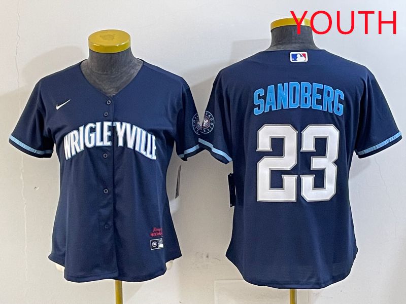 Youth Chicago Cubs #23 Sandberg Blue City Edition Game 2025 Nike MLB Jersey style 1->youth mlb jersey->Youth Jersey